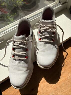 FootJoy White Athletic Kids Shoes with Red Accents